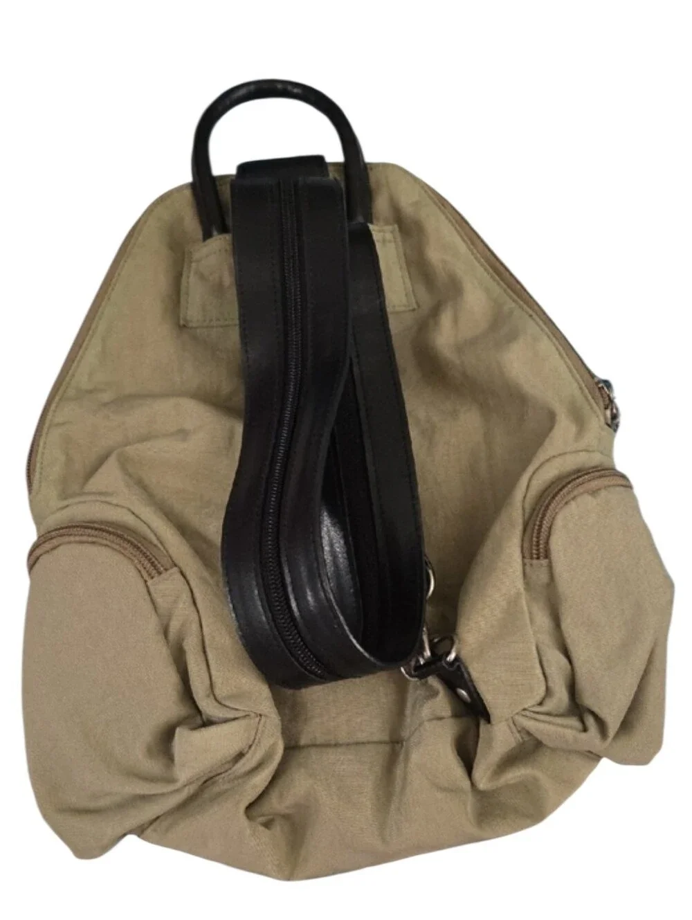 Baggallini Canvas Khaki Backpack with Black Trim
